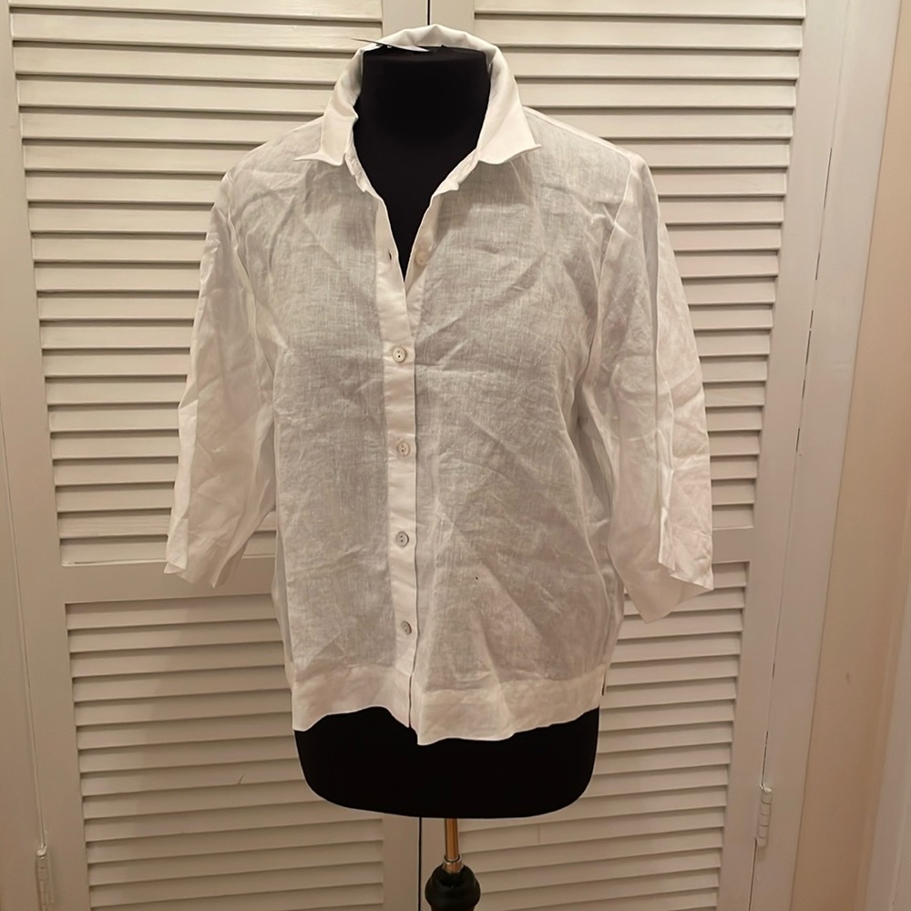 NWT Eileen fisher  linen xs button down shirt sleaves